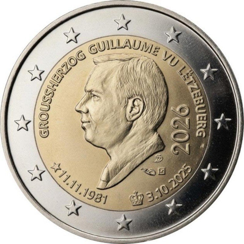 Luxemburg 2026 – Troonbestijging Guillaume - 2 euro UNC, Enlèvement ou Envoi, Luxembourg, 2 euros, Monnaie en vrac