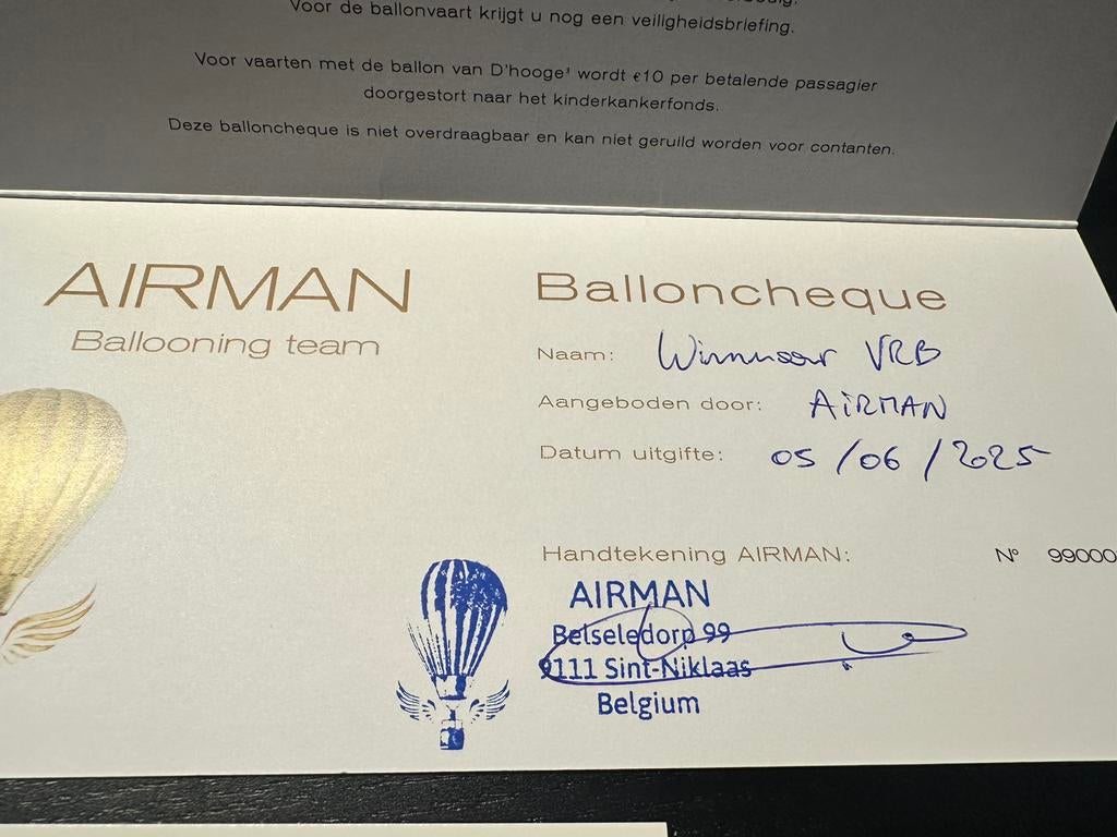 Ballonvaart cadeaubon omgeving Sint Niklaas