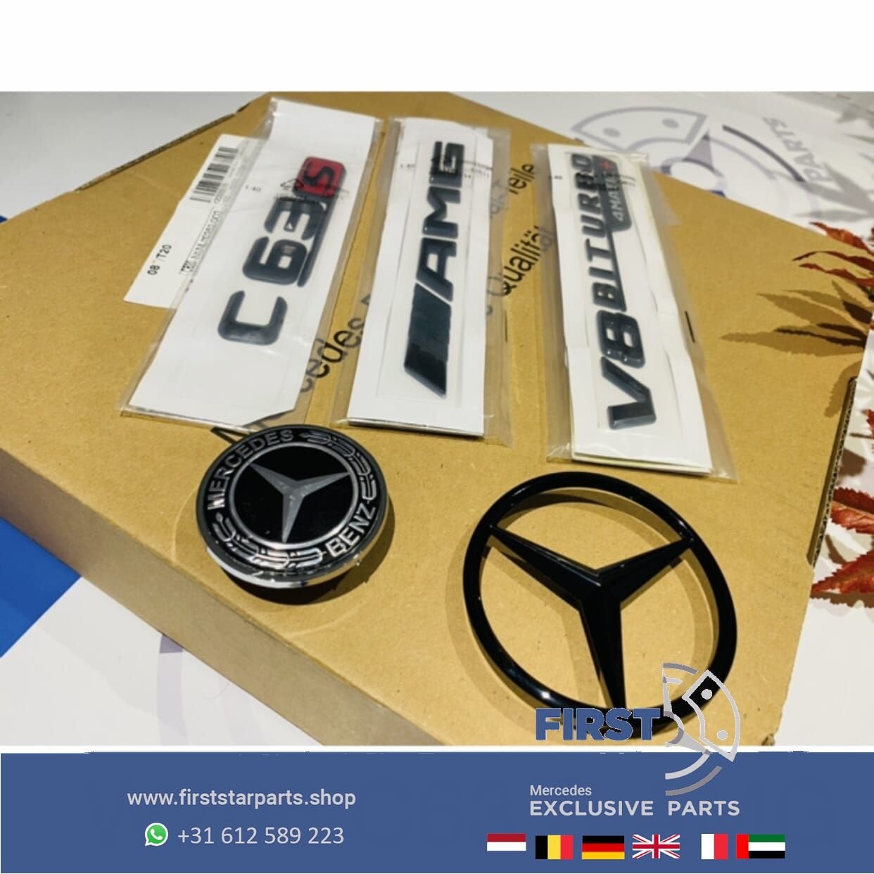W205 C63S AMG LOGO SET C 63 S ZWART EMBLEMEN SET Mercedes C, Utilisé, -, -, Enlèvement ou Envoi