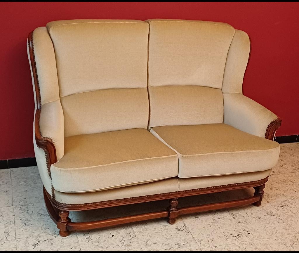 2 zit zeteltje mohair, Huis en Inrichting, Ophalen, Tweepersoons, Zo goed als nieuw, Rechte bank
