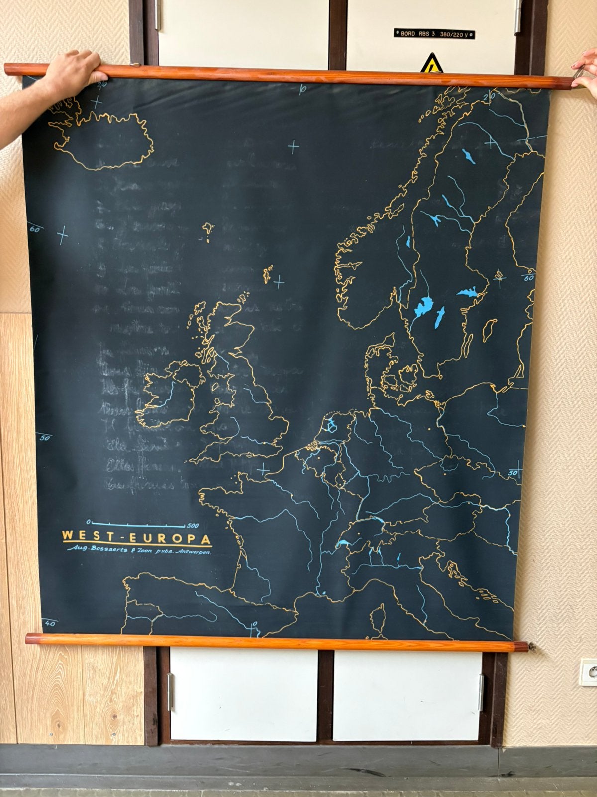 Zwarte schoolkaart/leisteenkaart West-Europa, Antiquités & Art, Enlèvement