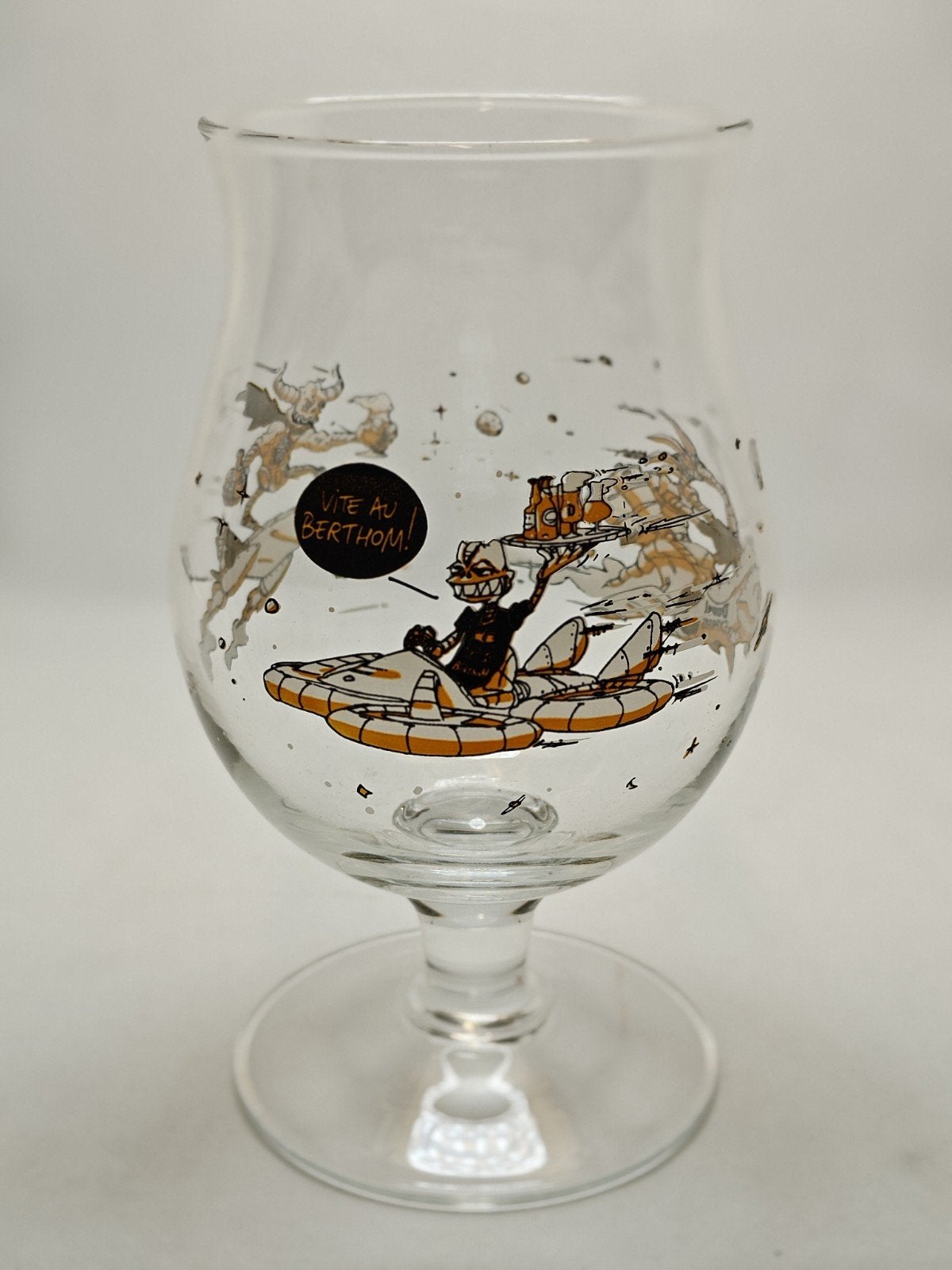 Duvel glas Les Berthom Duvel Express, Verzamelen, Biermerken, Ophalen of Verzenden, Duvel