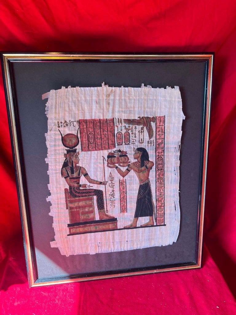 Peinture sur papyrus égyptienne., Antiquités & Art, Enlèvement ou Envoi