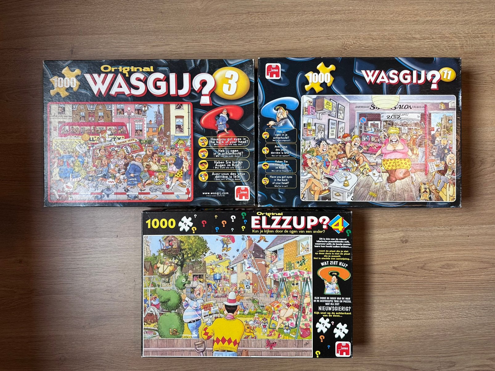 3 puzzels Wasgij? Elzzup?, Ophalen, Zo goed als nieuw