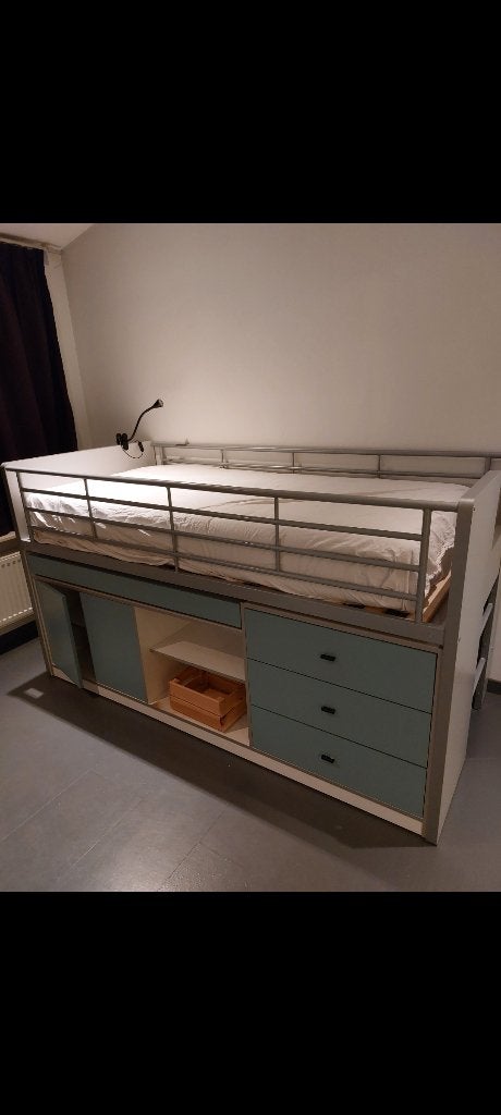Bed met kastruimte, Ophalen, 85 tot 100 cm, Gebruikt, Lattenbodem
