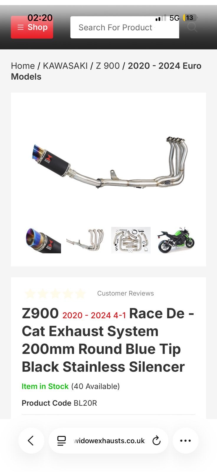 Ligne black widow z900 (full), Enlèvement