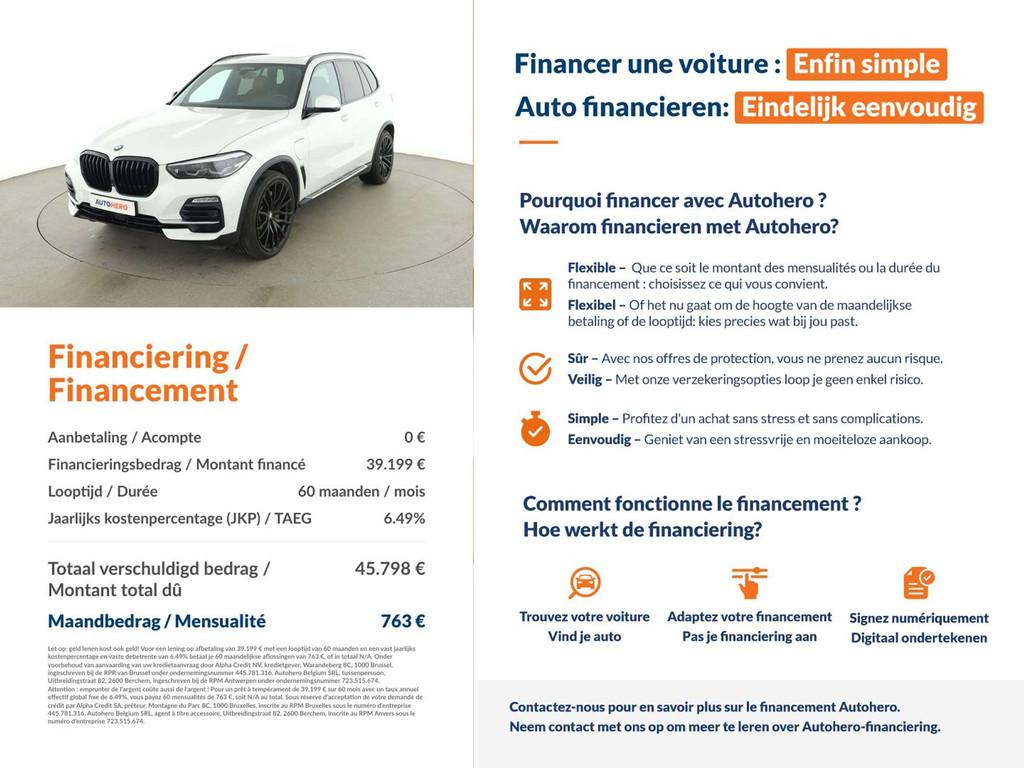 BMW X5 xDrive 45e M Sport (bj 2019, automaat), Auto's, Automaat, Gebruikt, Wit, Leder