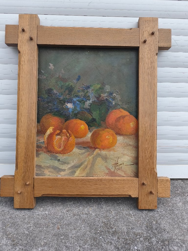 Huile sur panneau nature morte signe Ferdinand hanon, Antiquités & Art, Enlèvement ou Envoi, Nature morte, Panneau