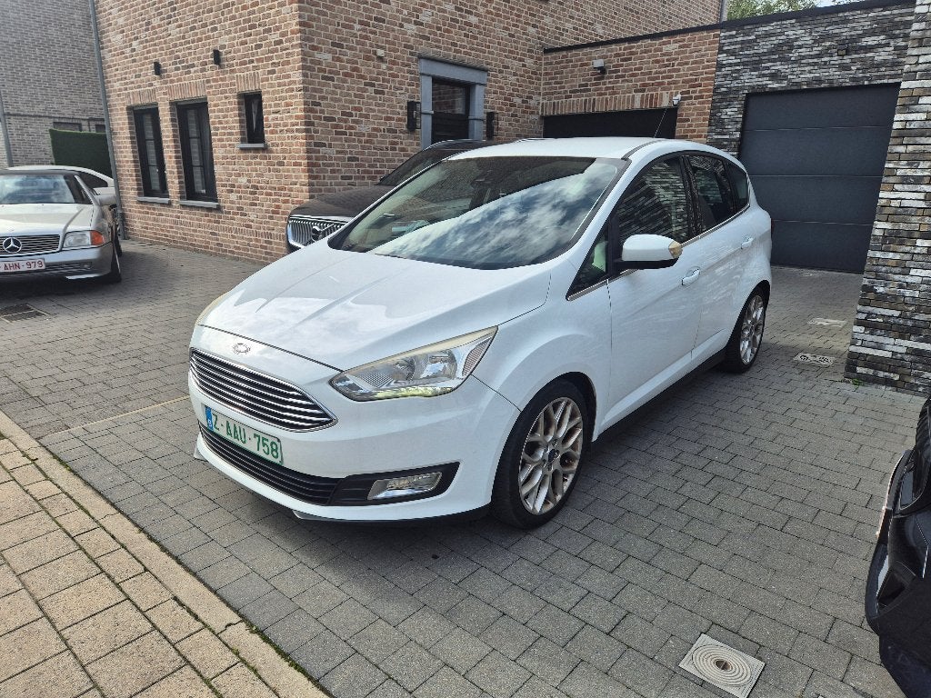 Ford C-Max 1.0ecoboost 2015 AC Navi Dodehoekass, Monovolume, Leder en Stof, Wit, Bedrijf