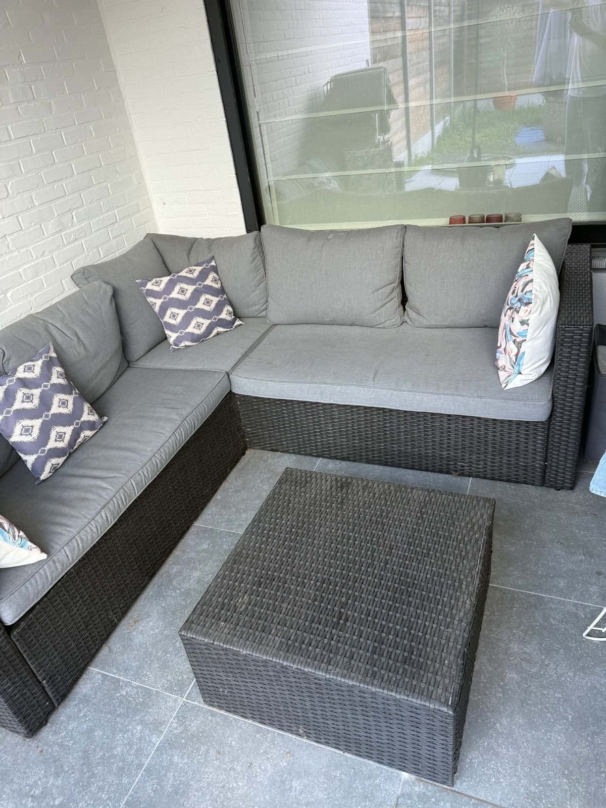 Lounge, zweefparasol en tuinset, Enlèvement, Utilisé, Salons de jardin