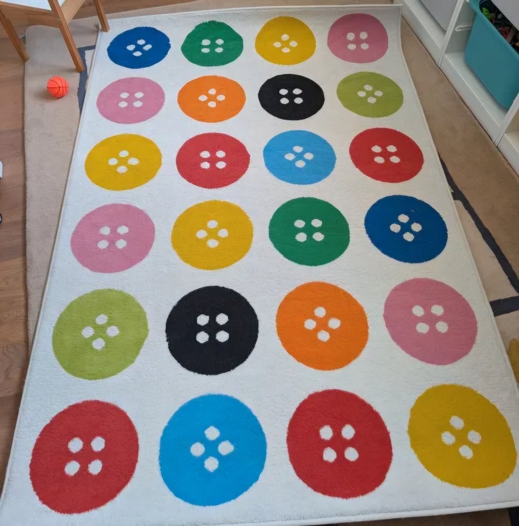 IKEA TÅSTRUP Kleed 133x195cm - Vrolijk Knopen Patroon, Ophalen, Vintage, Zo goed als nieuw, Minder dan 10 m²