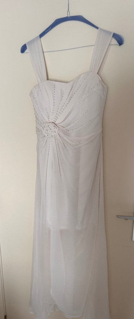 Trouwkleed met swarovskiparels, Kleding | Dames, Ophalen of Verzenden, Zo goed als nieuw, Wit