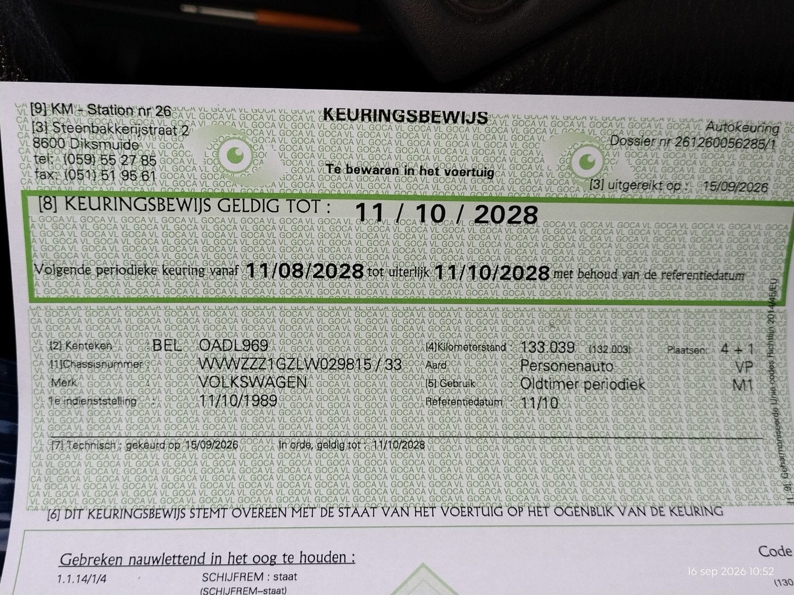 golf2 1.6 diesel, Ophalen