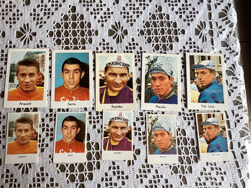 10 chromos prenten beroemde wielrenners chewing gum, Ophalen of Verzenden, Gebruikt