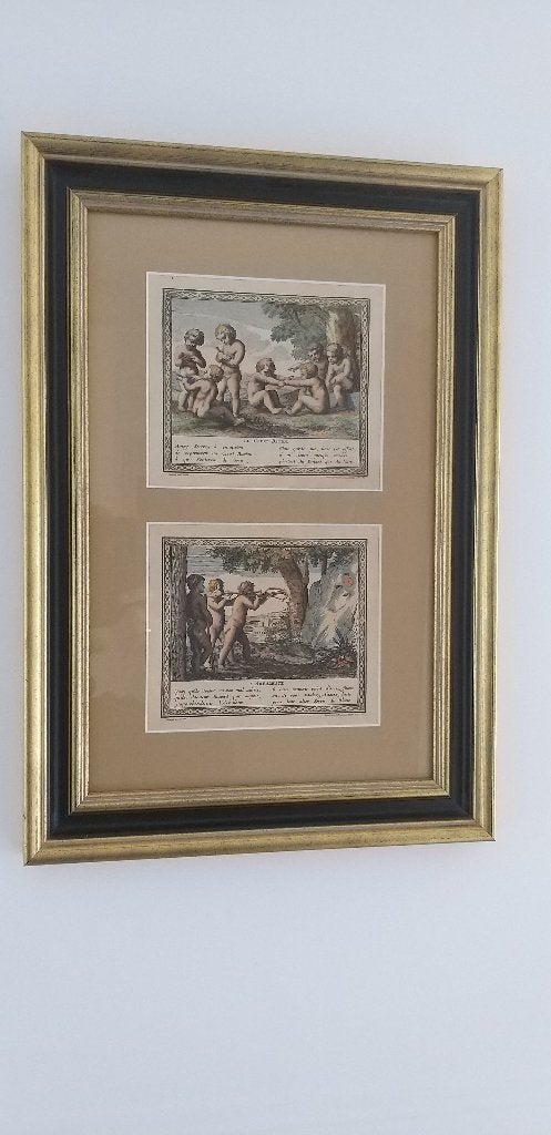 2 ingekleurde gravures Jacques Stella, Antiquités & Art, Art | Peinture | Classique, Enlèvement