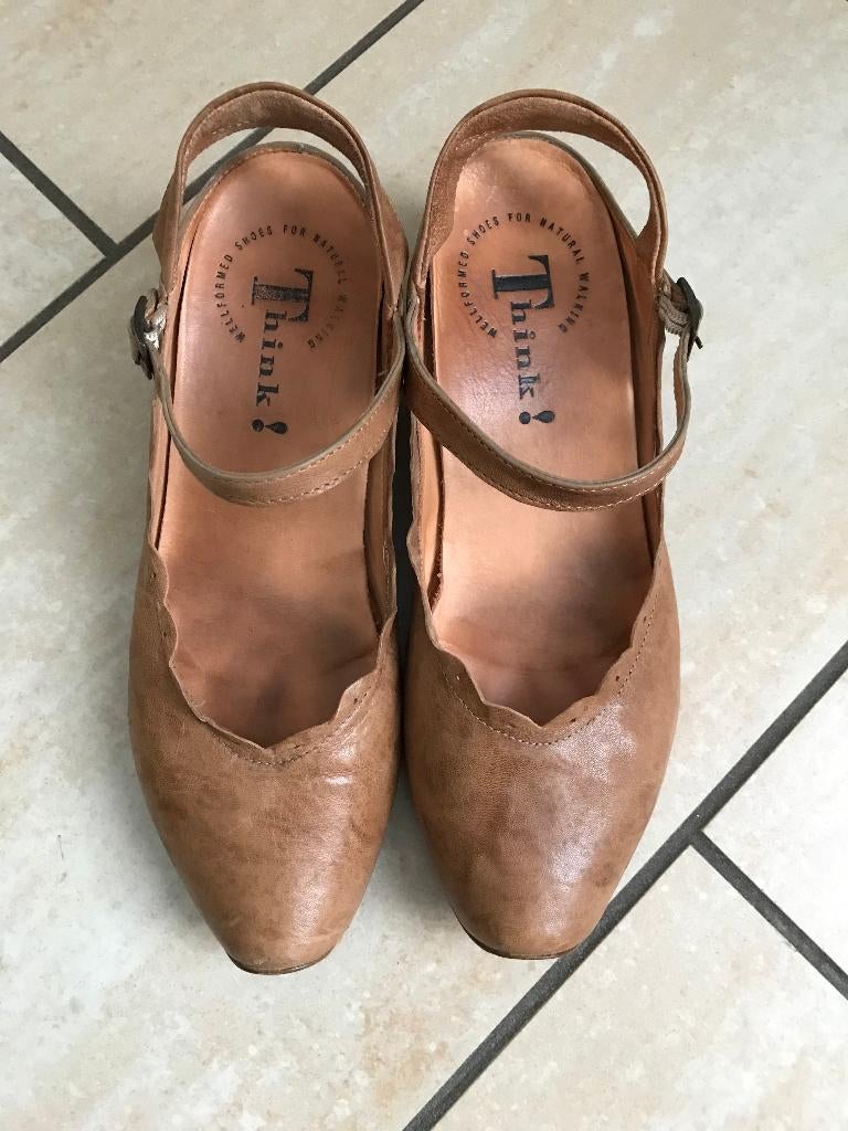 Bruine lederen schoenen van THINK! mt 39 uitneembare zool, Kleding | Dames, Schoenen, Schoenen met lage hakken, Bruin, Think!