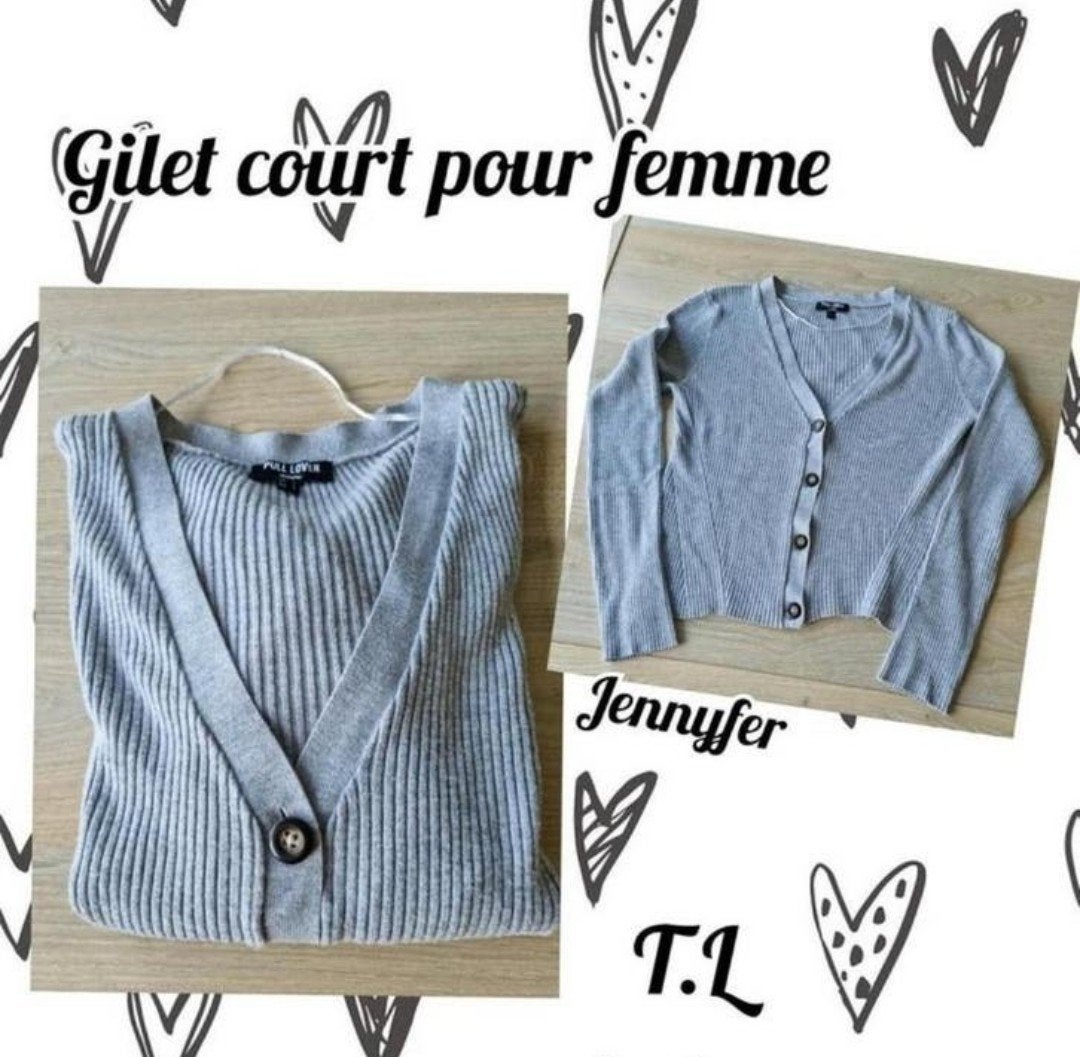 Gilet court ML pour femme-gris-Jennyfer-T.L, Ophalen of Verzenden, Gedragen, Maat 42/44 (L), Grijs