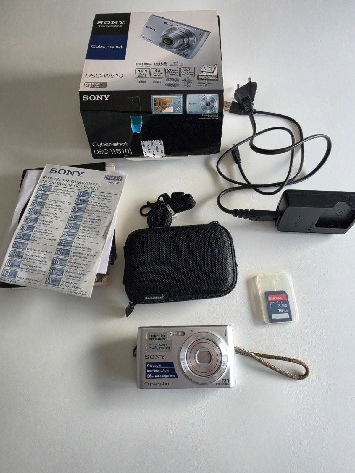 Sony W510 digitale camera met toebehoren, Audio, Tv en Foto, Ophalen of Verzenden, Sony