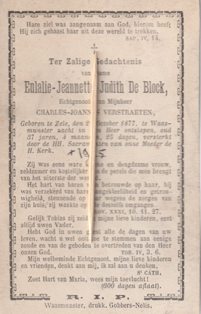 Carte de prière Zele-Waasmunster, Collections, Images pieuses & Faire-part, Envoi, Image pieuse