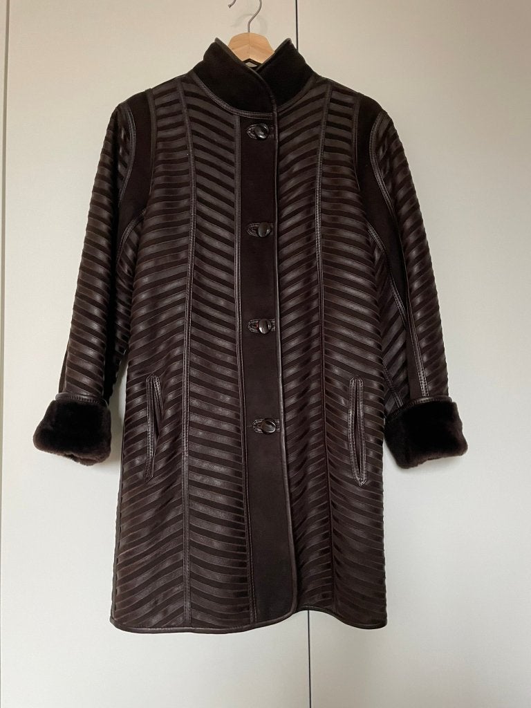 Lederen jas met pelsen voering, Ophalen of Verzenden, Zo goed als nieuw, Maat 38/40 (M), Bruin