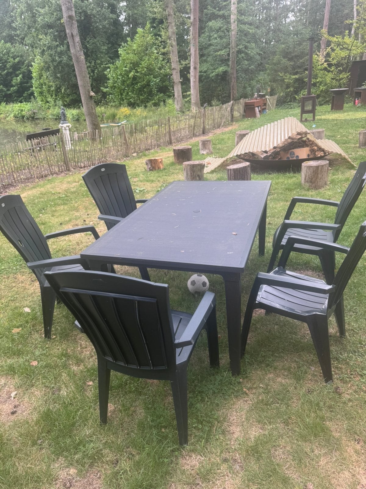 Tuinset tafel 4 stoelen, Ophalen, 4 zitplaatsen, Kunststof, Gebruikt