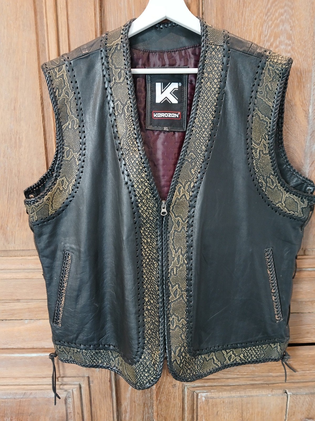 Gilet de motard en cuir taille XL, Enlèvement, Comme neuf, Taille 56/58 (XL), Noir