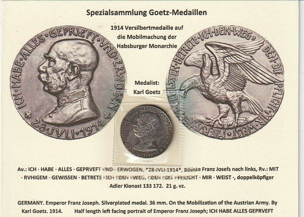 Mobilisatie oostenrijks leger, 1914.  Goetz medaille etc, Verzamelen, Verzenden
