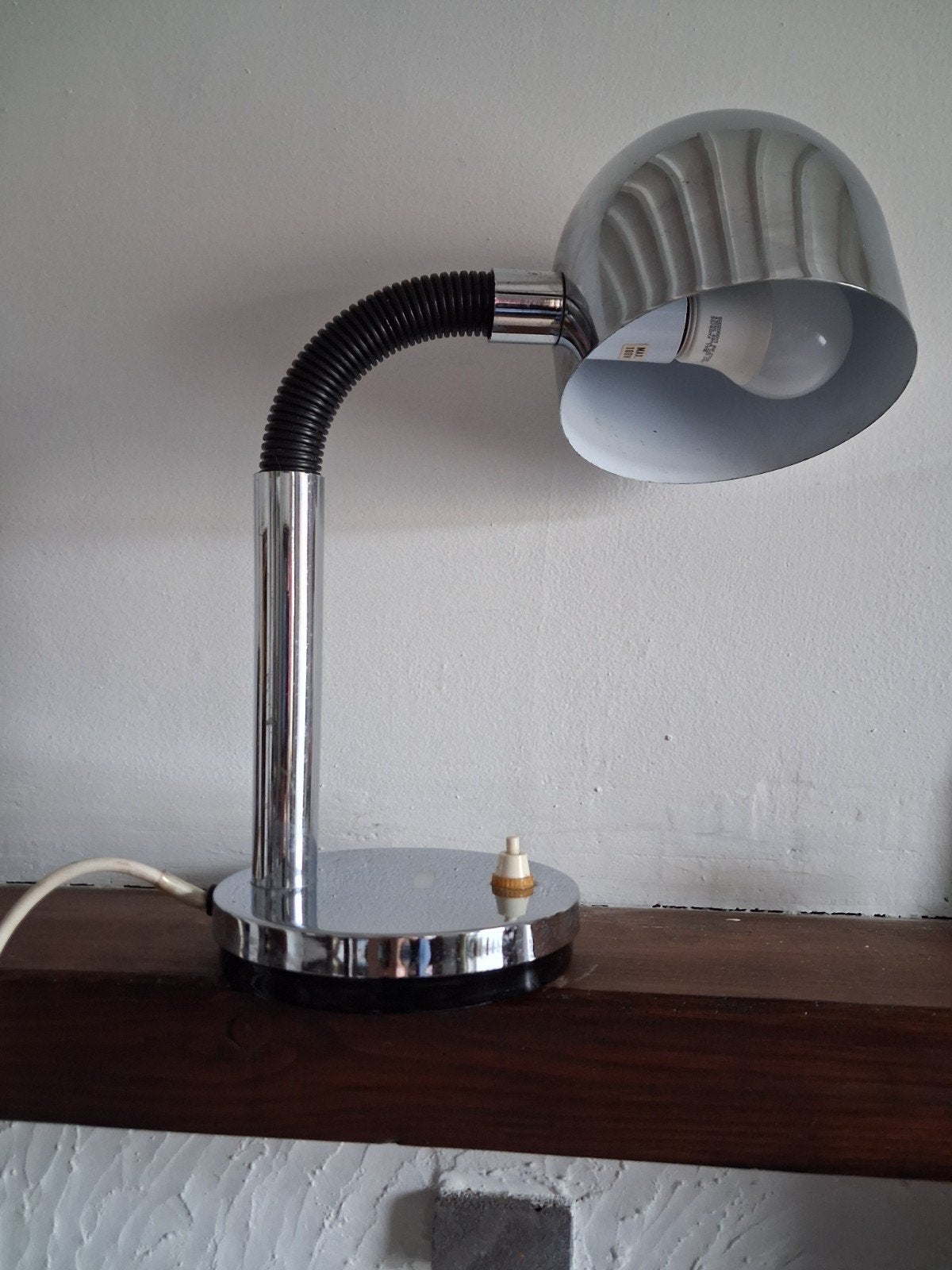 Vintage knikbare bureaulamp met drukknop, 50 cm, Gebruikt, Vintage, Metaal
