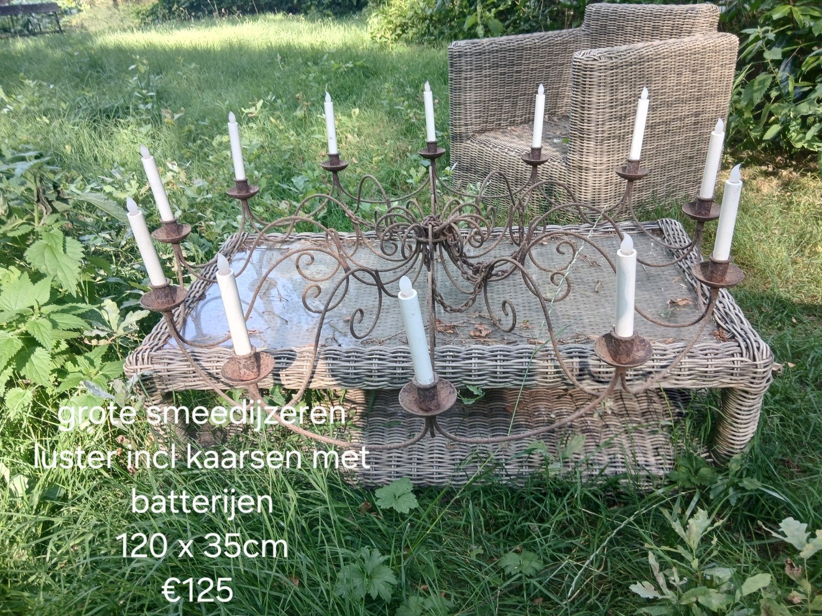 smeedijzeren kaarsen luster, Antiek en Kunst, Ophalen