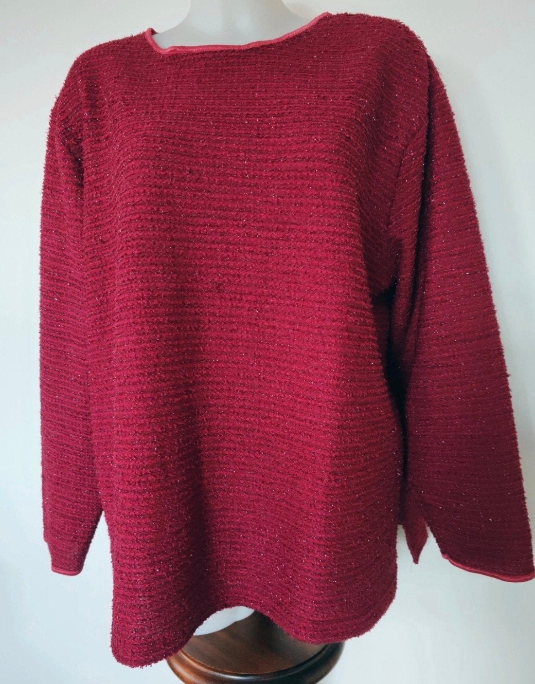 Prachtige bordeauxrode trui met glinsterend breiwerk met tex, Kleding | Dames, Ophalen of Verzenden