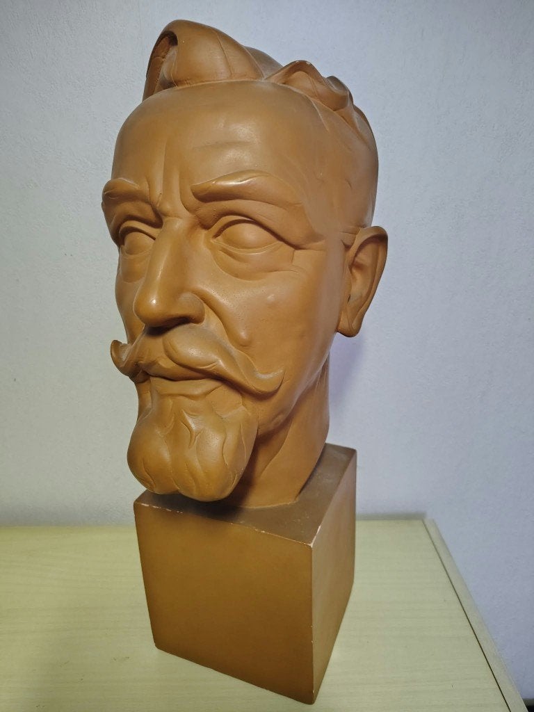 Buste Ernest Claes door Albert Poels, Ophalen, Gips, Buste