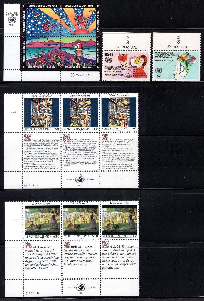 NATIONS UNIES - VIENNE Année 1992 MNH, Envoi, Autres pays, Non oblitéré