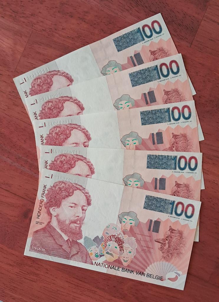5 stuks Fdc - Ensor biljetten - Fdc, Postzegels en Munten, Bankbiljetten | België, Verzenden, Setje