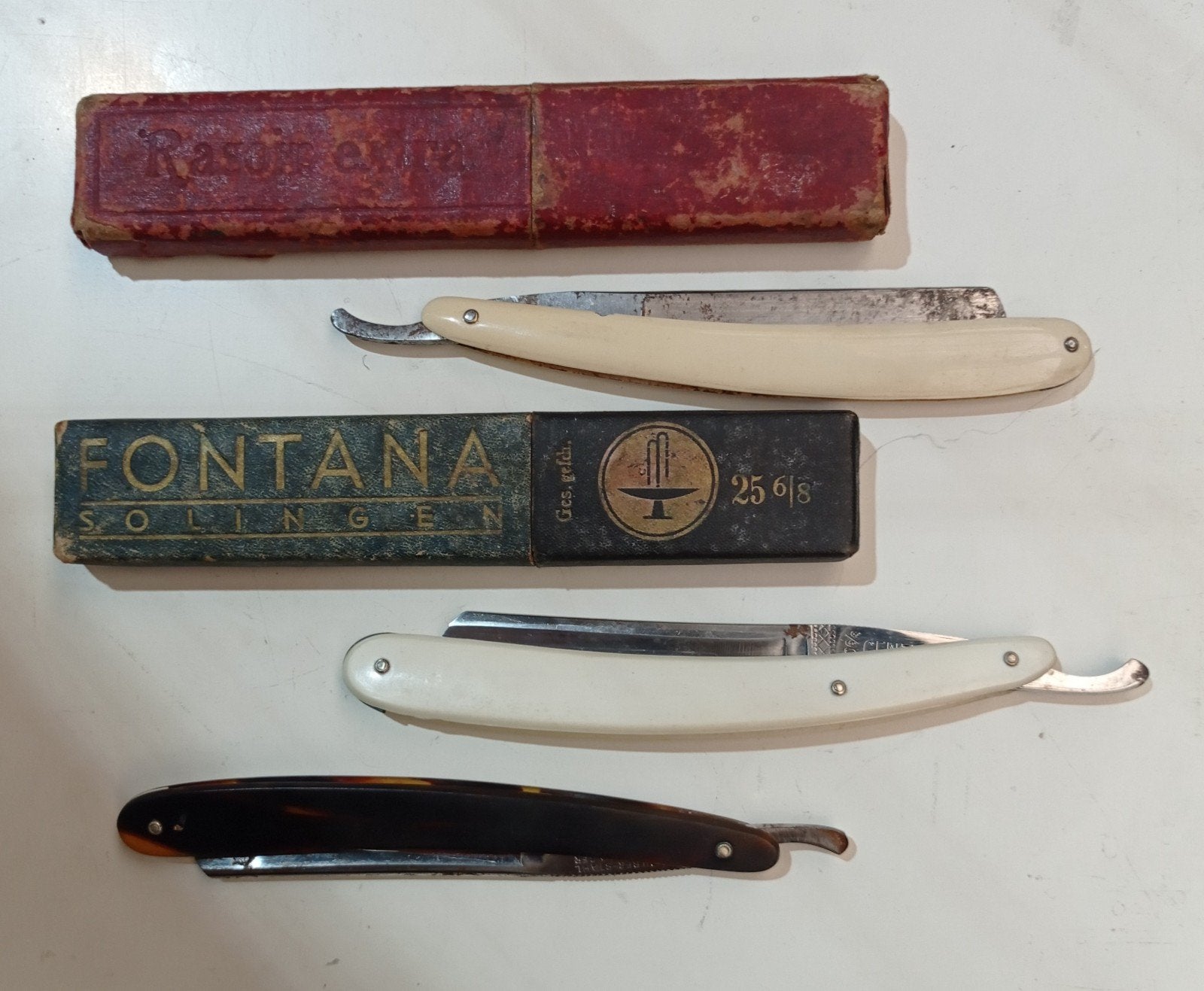Joli lot 3 rasoirs coupe choux barbier Solingen
