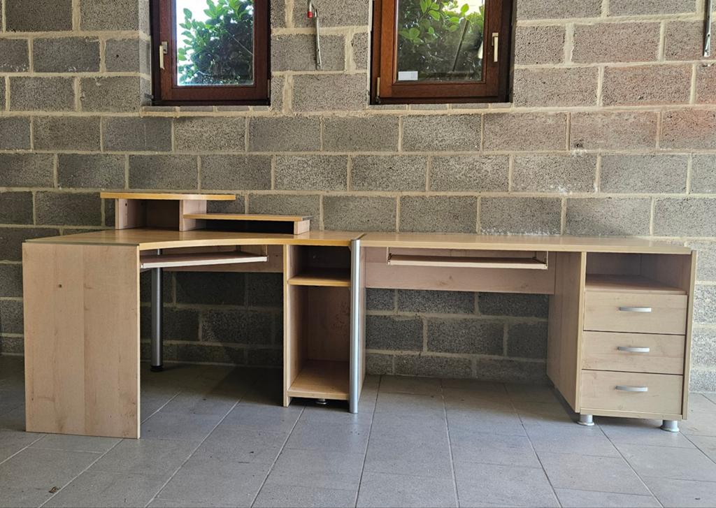 Hoekbureau in natuurlijke kleur, Huis en Inrichting, Bureaus, Natuurlijk, Demontabel, Hoekbureau