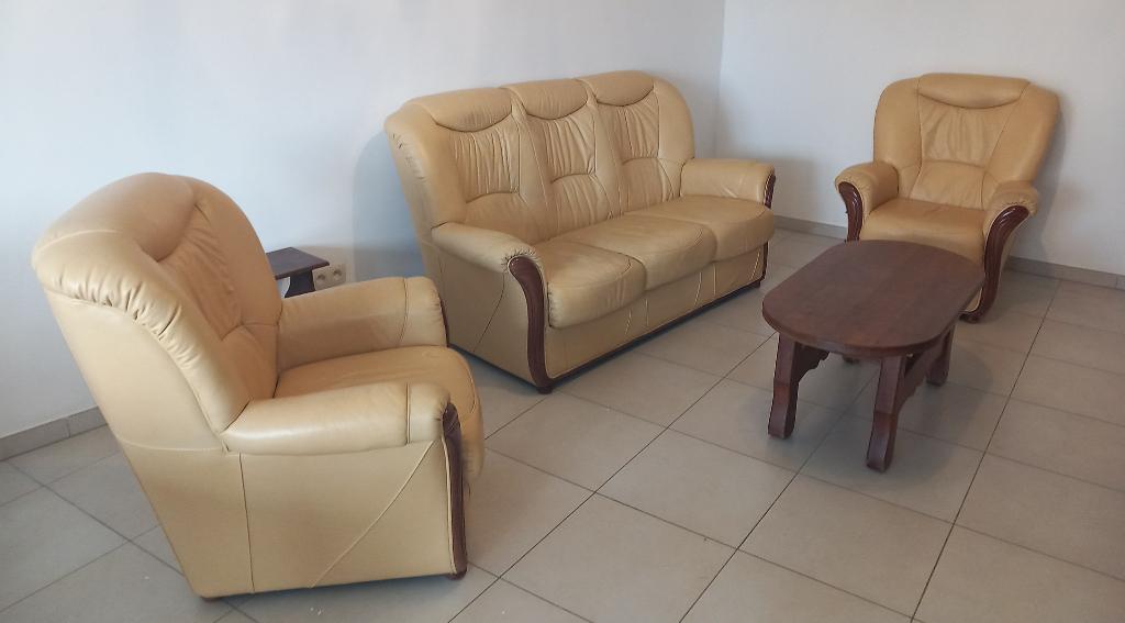 Salon (Divan 3 places + 2 fauteuils + Table), Enlèvement, Utilisé, Bois