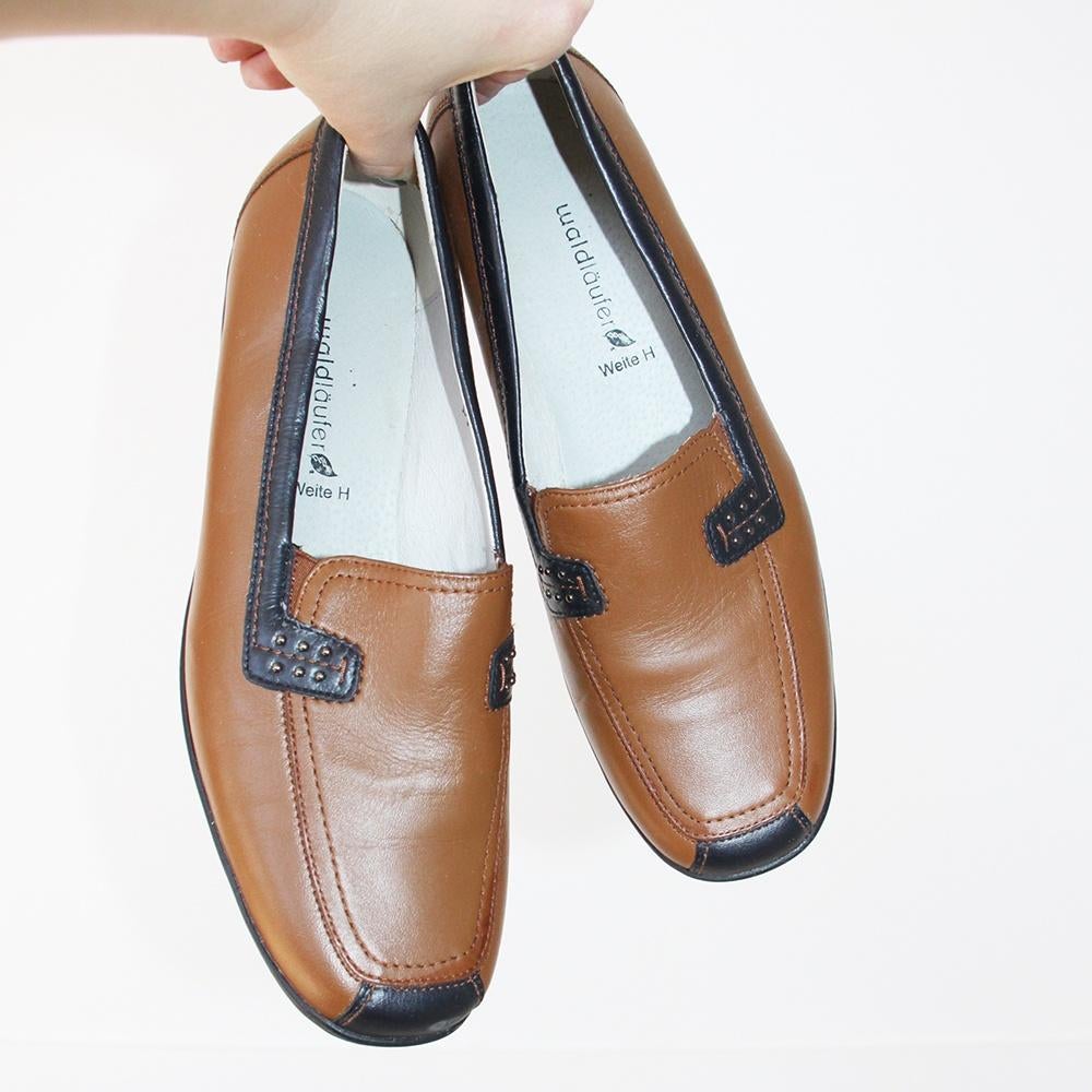 Mooie Leren Waldlaufer Instappers -s17 (Maat 8½H/42½) € 70,-, Kleding | Dames, Schoenen, Verzenden, Instappers, Nieuw, Bruin