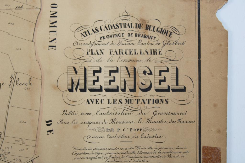 oude kaart van Meensel-Kiezegem, PC Popp, 19e E, Antiek en Kunst, Ophalen
