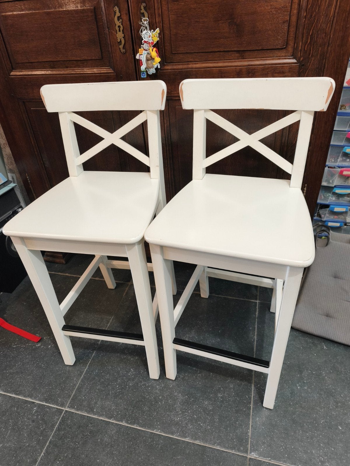 2 hoge (bar)stoelen, Maison & Meubles, Tabourets de bar, Enlèvement