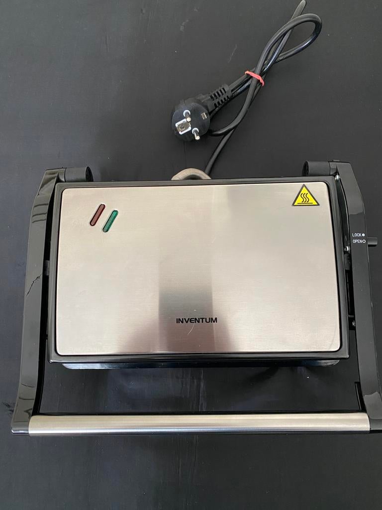 grill met boven en onderplaat en opengeklapt als tafelgrill, Enlèvement, Comme neuf, Gril de table