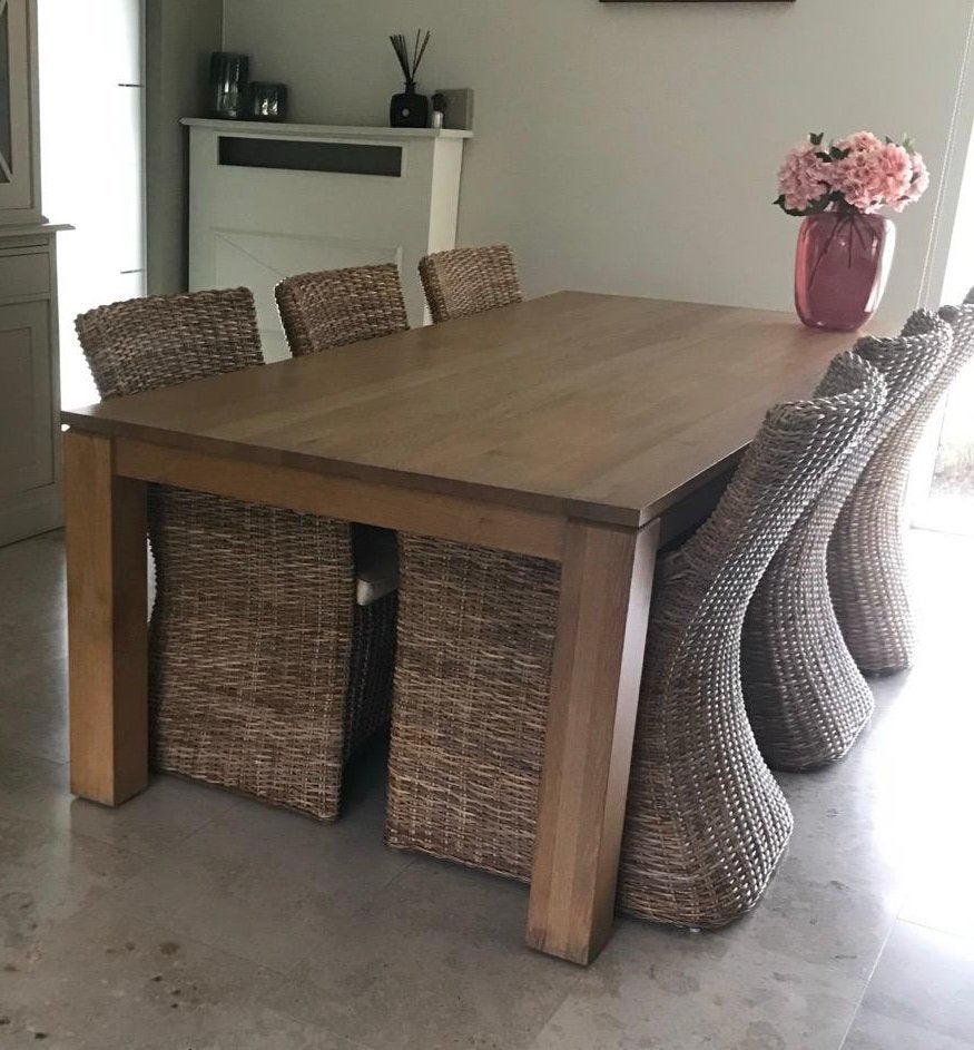 Prachtige eetplaats volle eik:tafel, 6 stoelen & salontafel, Ophalen, 100 tot 150 cm, Eikenhout, 200 cm of meer