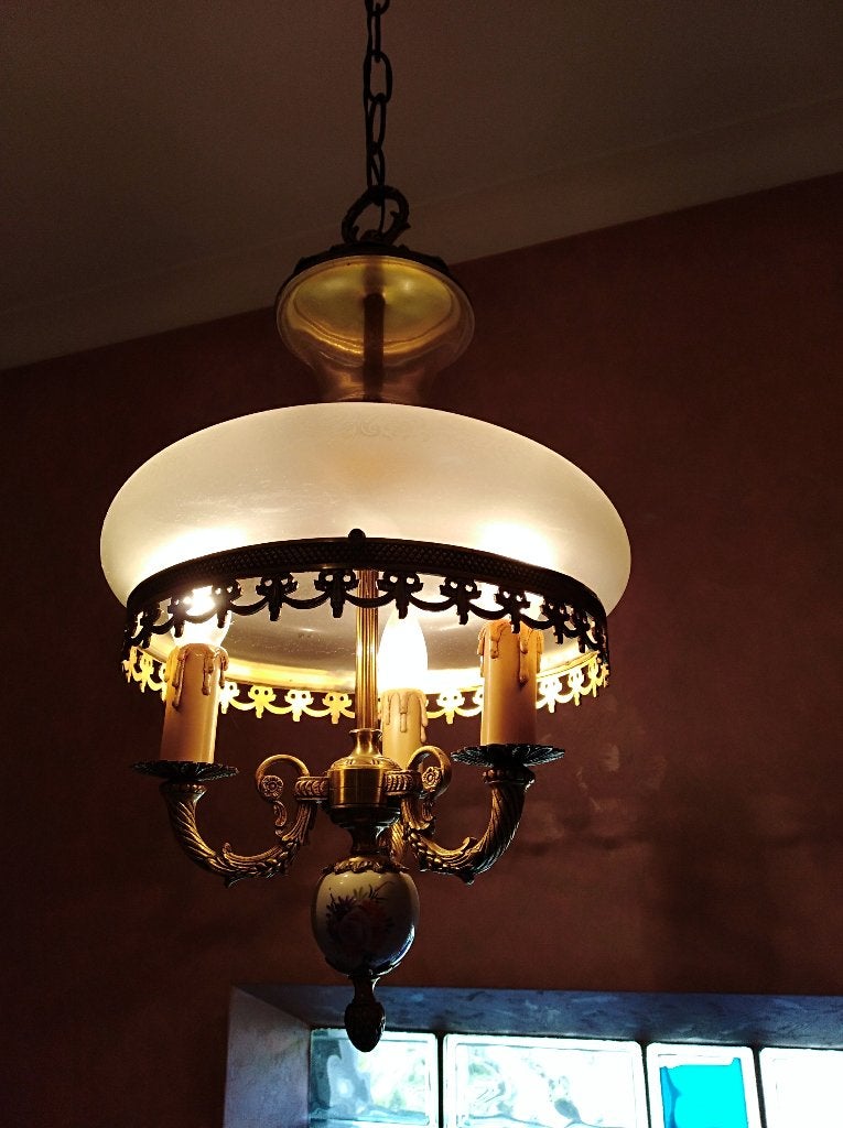 art-deco luchter, Ophalen, Glas