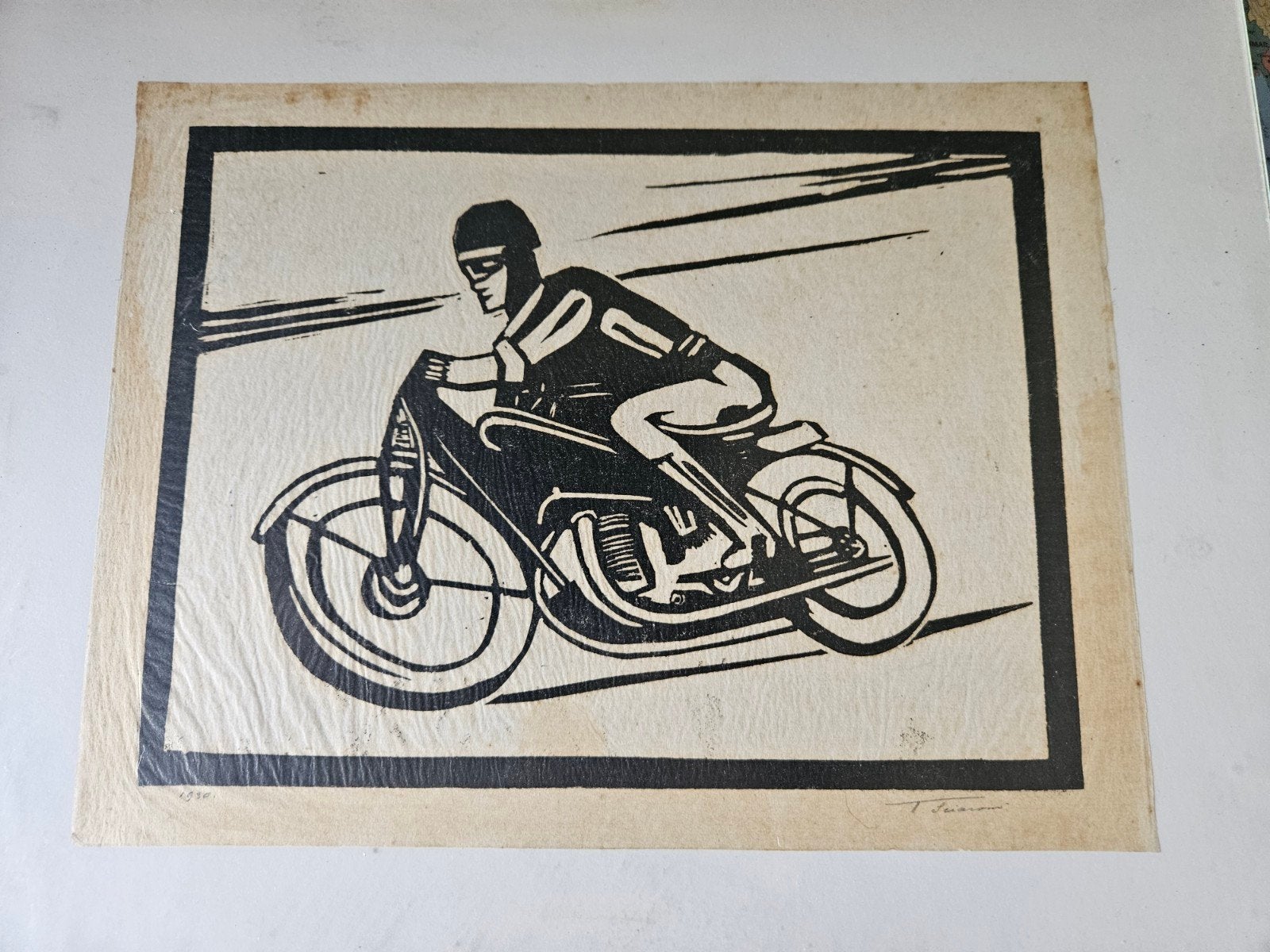 houtsnede racer door Tito9 Sciaroni, Ophalen of Verzenden, Houtsnede