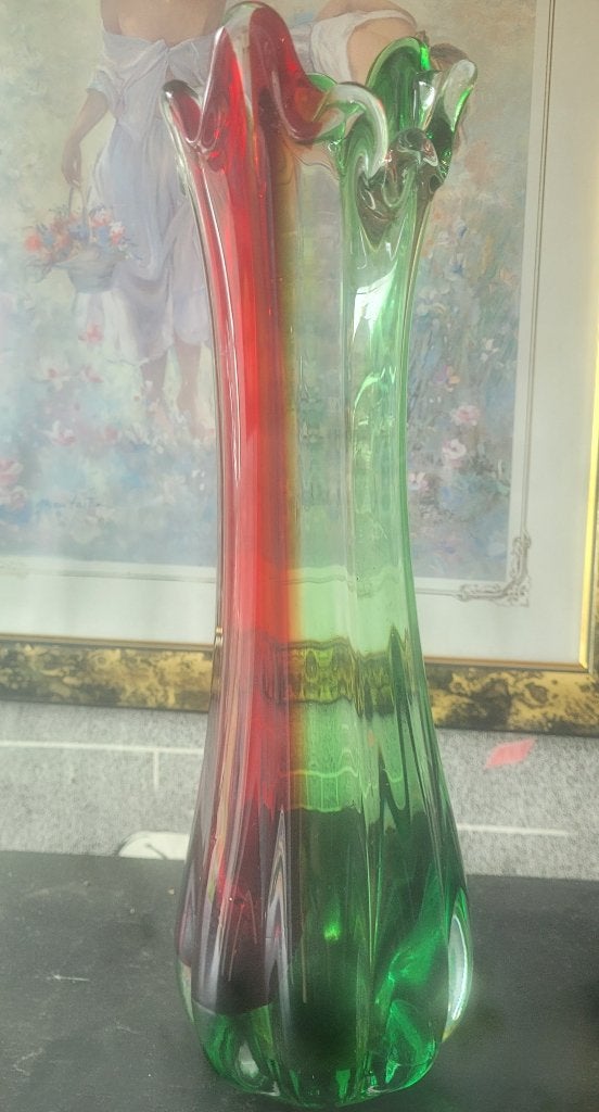 Vase d'art vintage en verre soufflé Murano - Années 60/70, Enlèvement