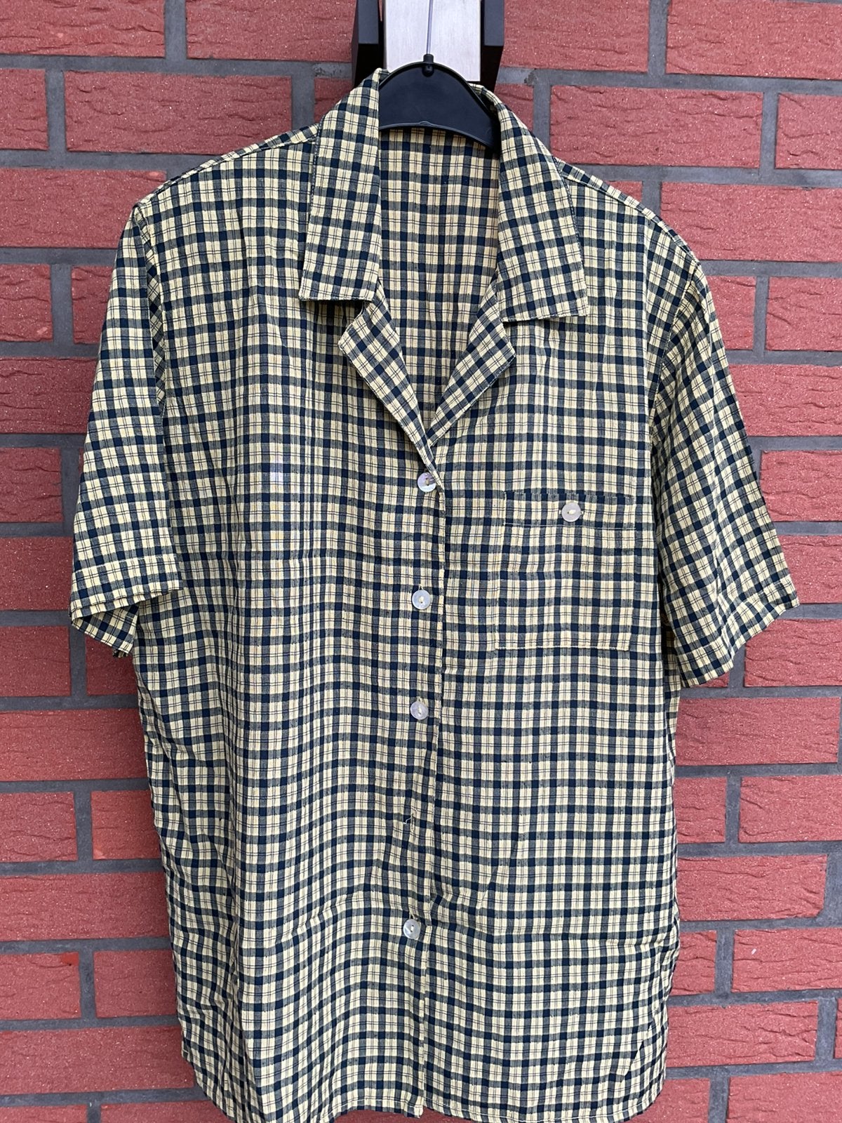 Retro geruit dameshemd Maat 46, Enlèvement ou Envoi, Comme neuf, Taille 46/48 (XL) ou plus grande, Bleu