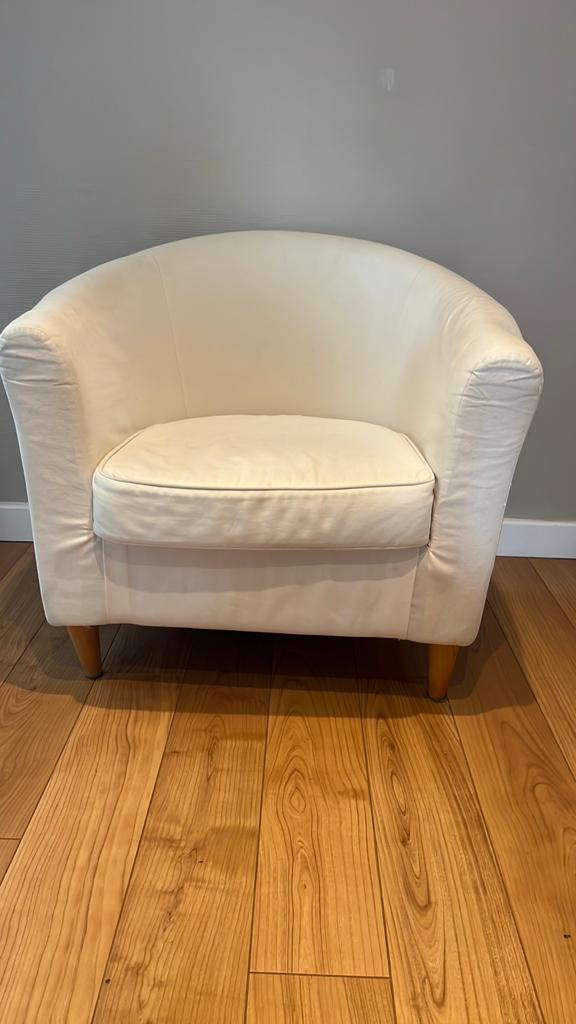 Zeteltje ecru, Huis en Inrichting, Fauteuils, Ophalen, Gebruikt, 75 tot 100 cm, 75 tot 100 cm