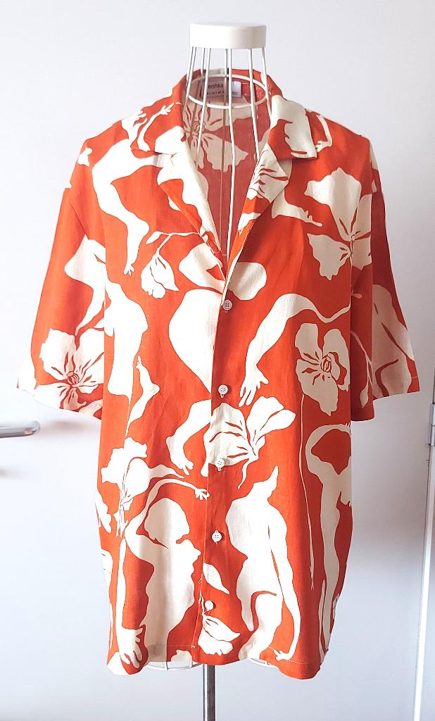 NEUF - Superbe chemise Vintage Bershka, taille S, Ophalen, Halswijdte 38 (S) of kleiner, Nieuw, Oranje
