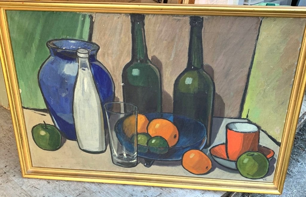 Schilderij Olie op doek Gesigneerd, Antiquités & Art, Art | Peinture | Classique, Enlèvement ou Envoi, Peinture à l'huile, Signé