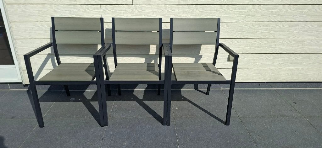 Garden Plus Dunns River tuinstoel zwart / grijs, Tuin en Terras, Tuinstoelen, Zo goed als nieuw, Stapelbaar, Ophalen