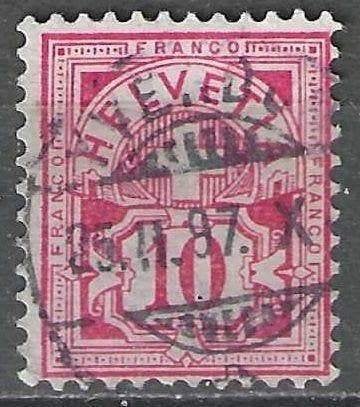 Zwitserland 1882/1899 - Yvert 67 - Helvetia Cijfer 10 c (ST), Postzegels en Munten, Verzenden, Gestempeld